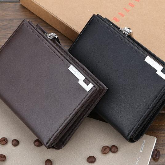 Carteras de cuero para hombre en color marrón y negro, diseño moderno y elegante.