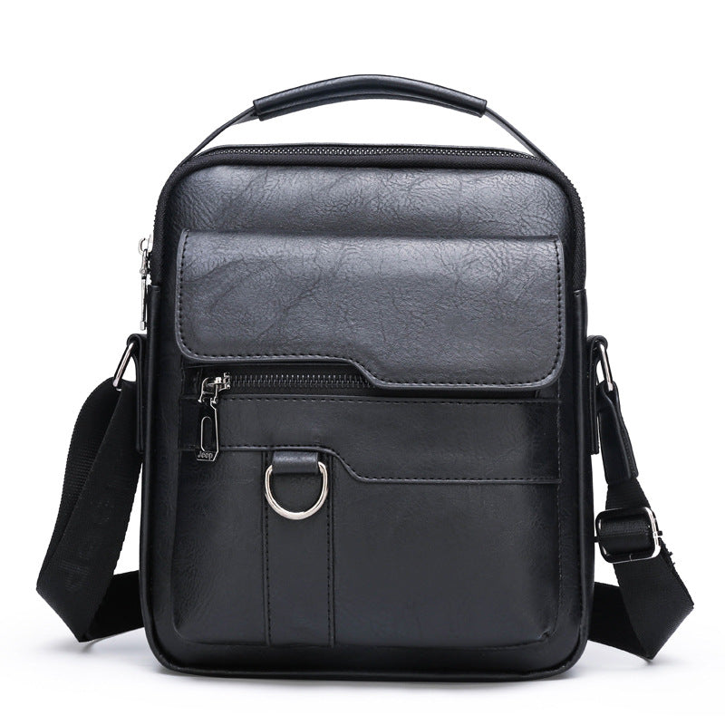 Bolso crossbody negro de cuero resistente para hombre