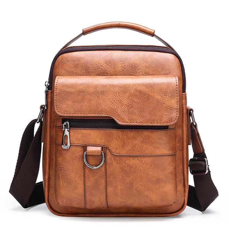 Bolso masculino café vintage de piel para documentos