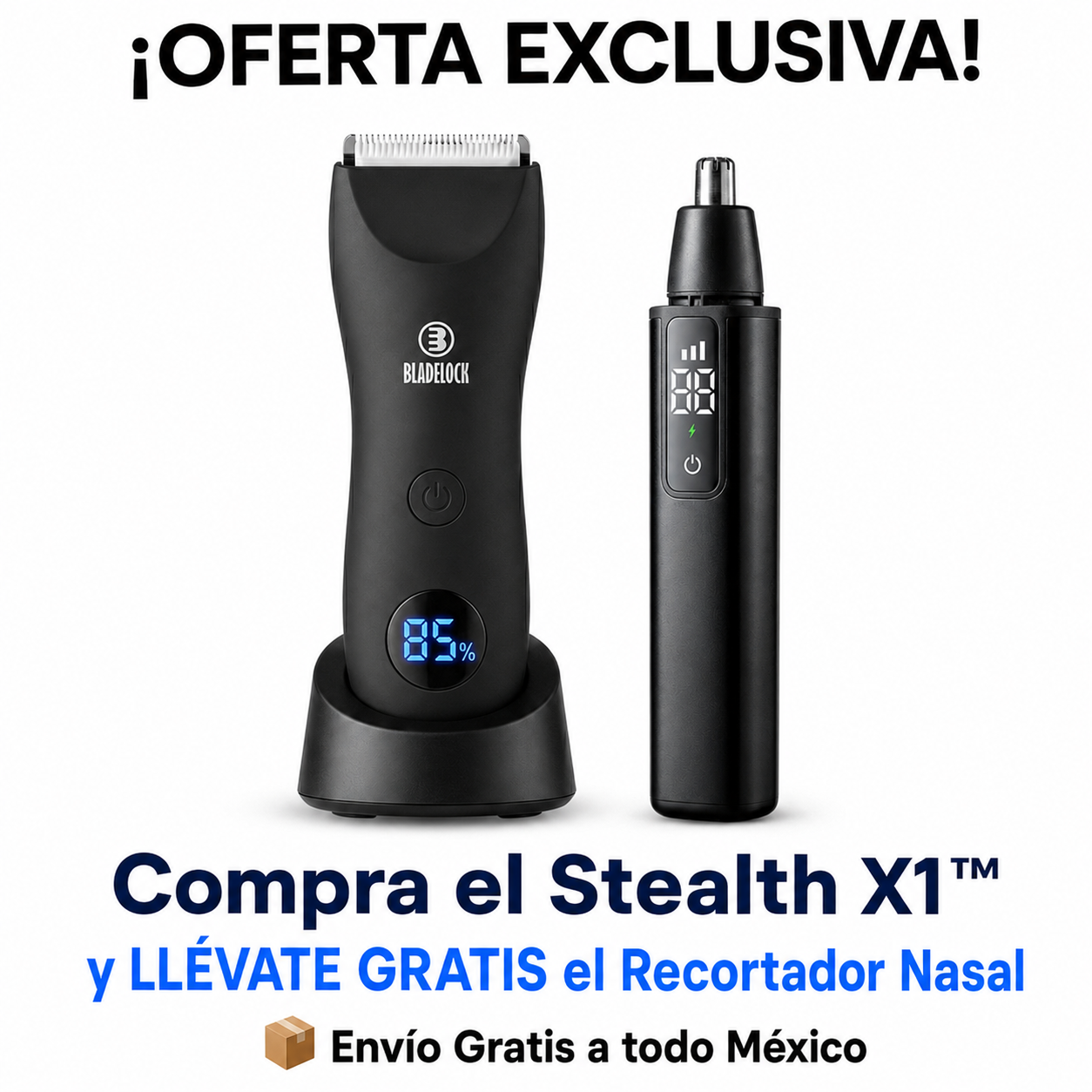 Recortadora Corporal Masculina - Kit Premium Stealth X1™ + Aparador Nasal