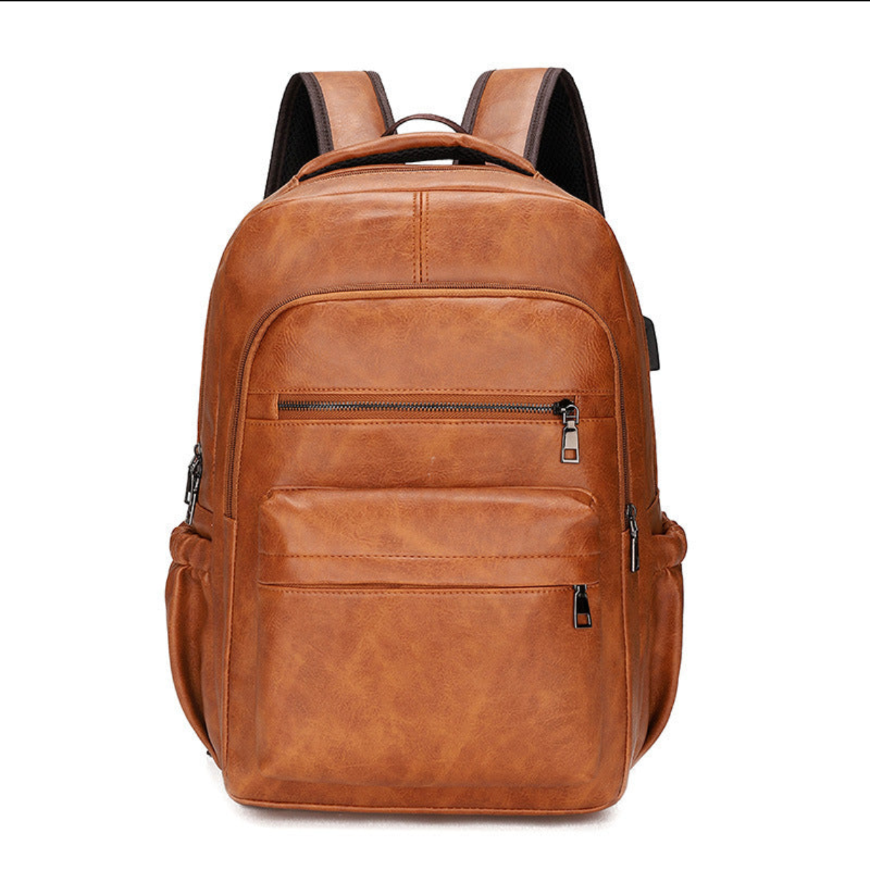 mochila hombre café claro vintage para laptop 14 pulgadas