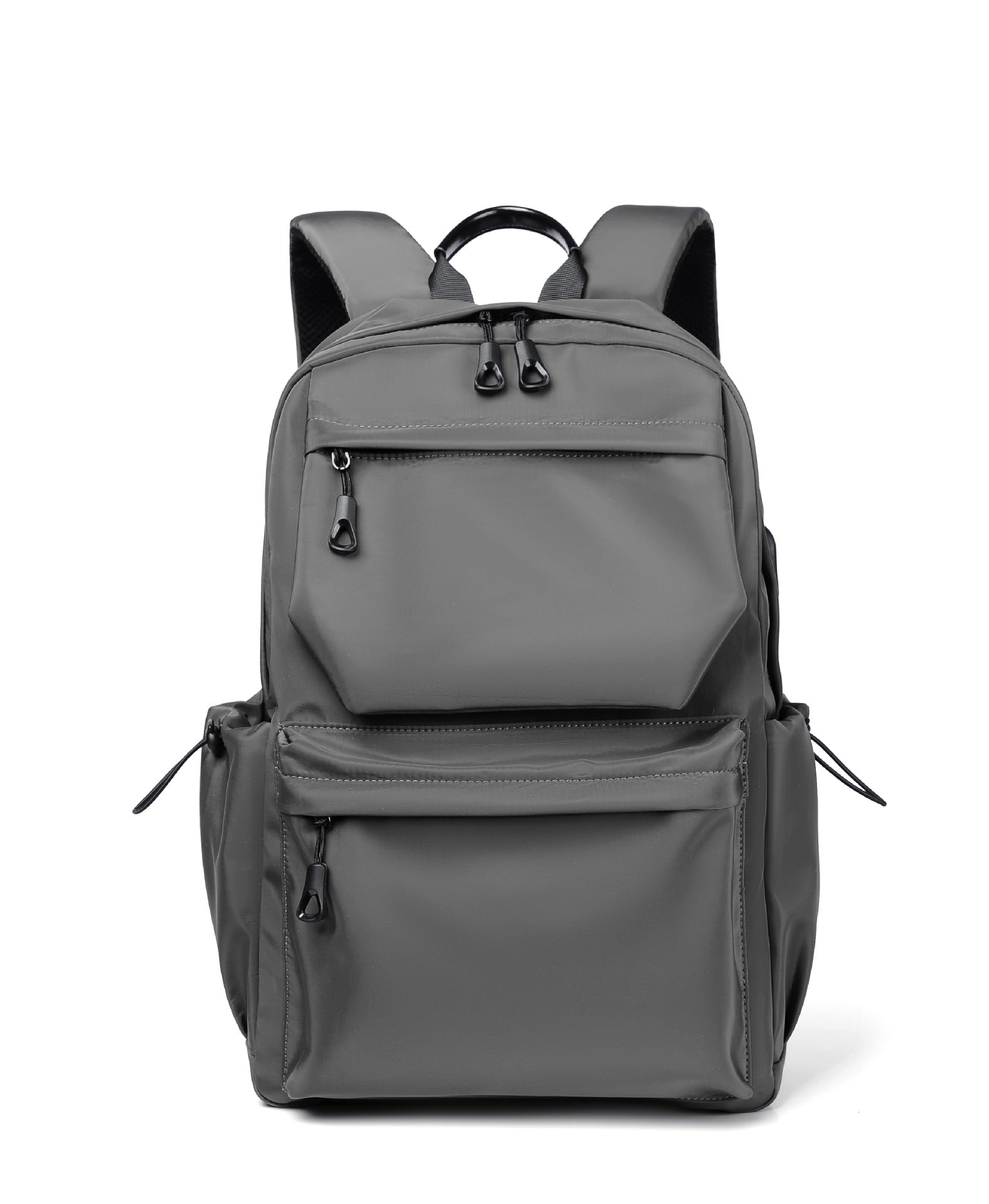 Mochila hombre impermeable negra 20-35L Varon Urbano vista frontal fondo blanco