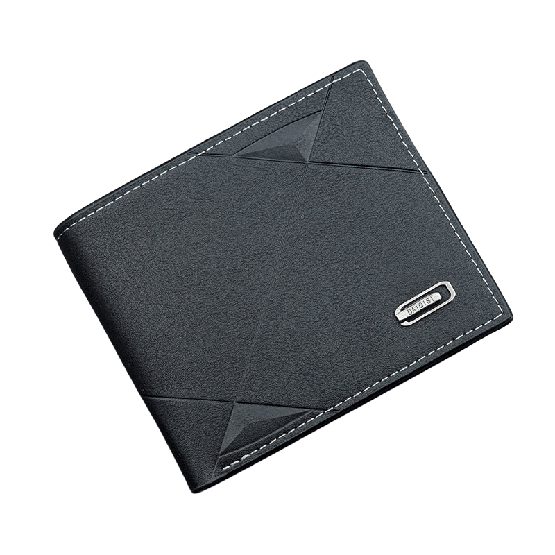 cartera slim geométrica negra para hombre estilo retro europeo