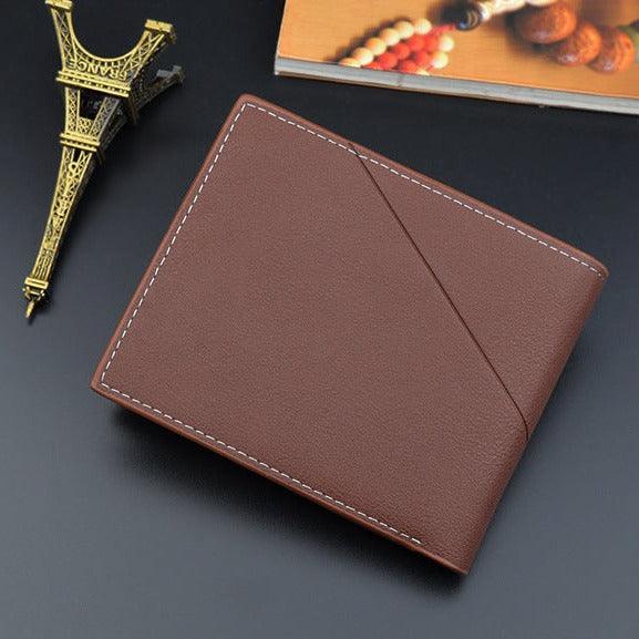 Cartera Slim Geométrica para Hombre con Monedero y Cierre – Estilo Retro Europeo
