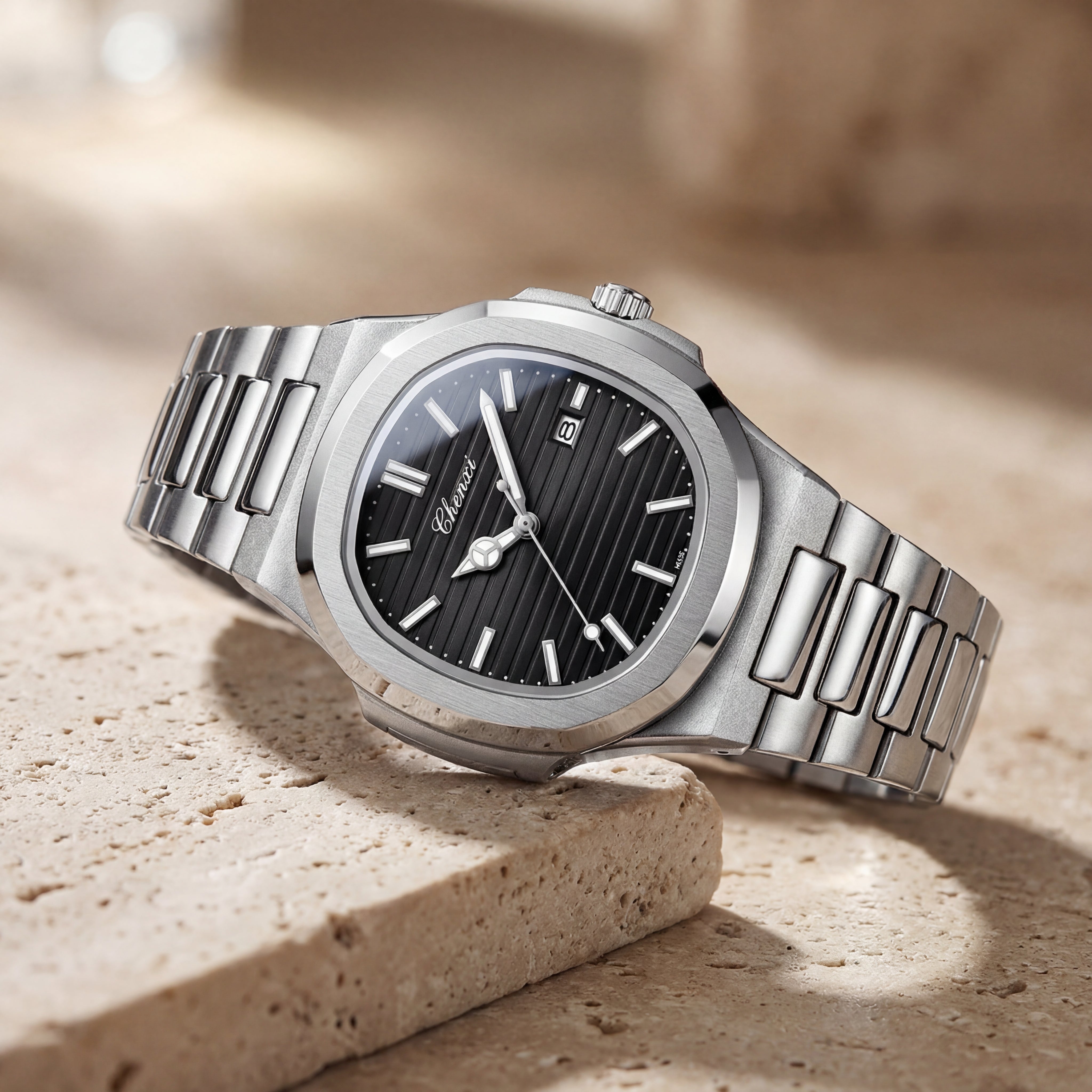 Reloj Masculino de Acero Inoxidable 40mm Quartz con Fecha | Estilo Ejecutivo Moderno