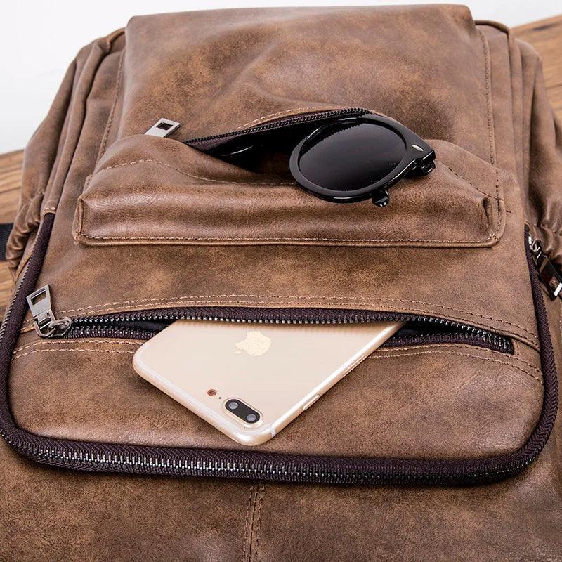 mochila ejecutiva hombre retro negra cuero PU